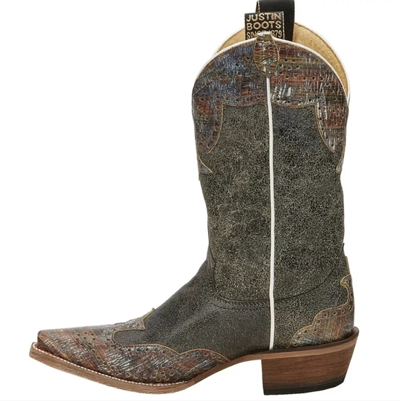 NIB Justin Black Crackle Vera Boots - Picture 4 of 6